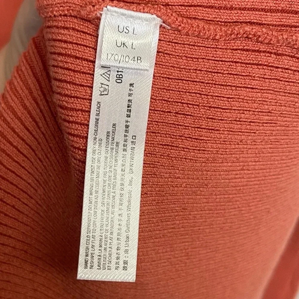 Free People Beach Daniela Midi Dress Womens Large Faded Coral Ribbed Knit